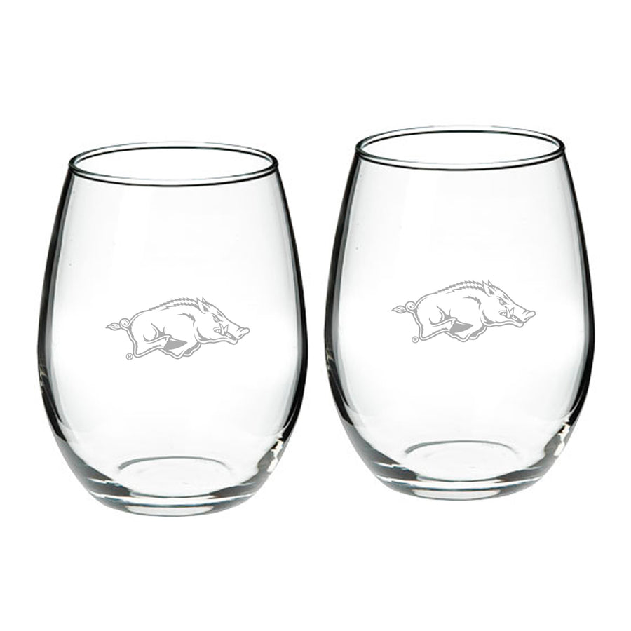 Arkansas Razorbacks 21oz. 2-Piece Stemless Wine Glass Set