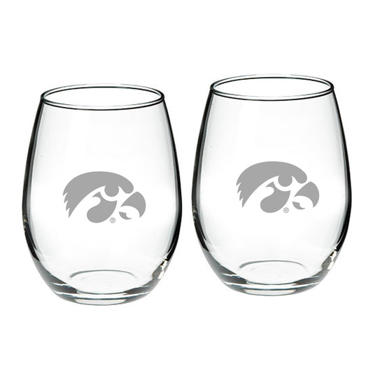 Iowa Hawkeyes 21oz. 2-Piece Stemless Wine Glass Set