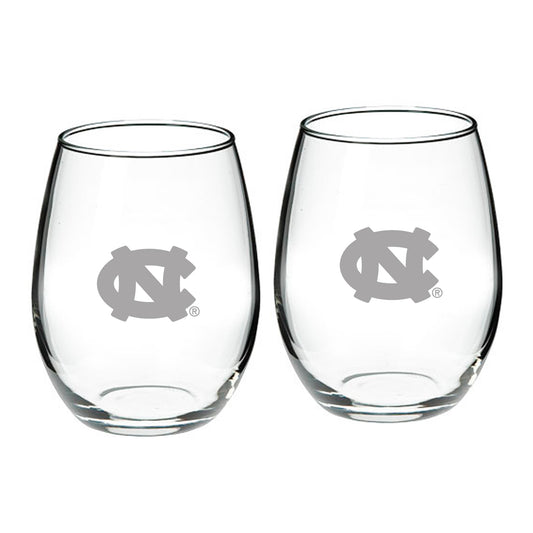 North Carolina Tar Heels 21oz. 2-Piece Stemless Wine Glass Set