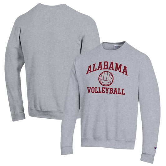 Men's Champion Heather Gray Alabama Crimson Tide Volleyball Icon Powerblend Pullover Sweatshirt