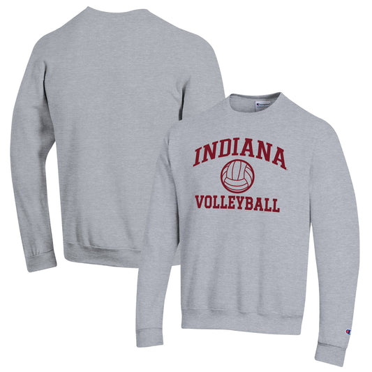 Men's Champion Heather Gray Indiana Hoosiers Volleyball Icon Powerblend Pullover Sweatshirt