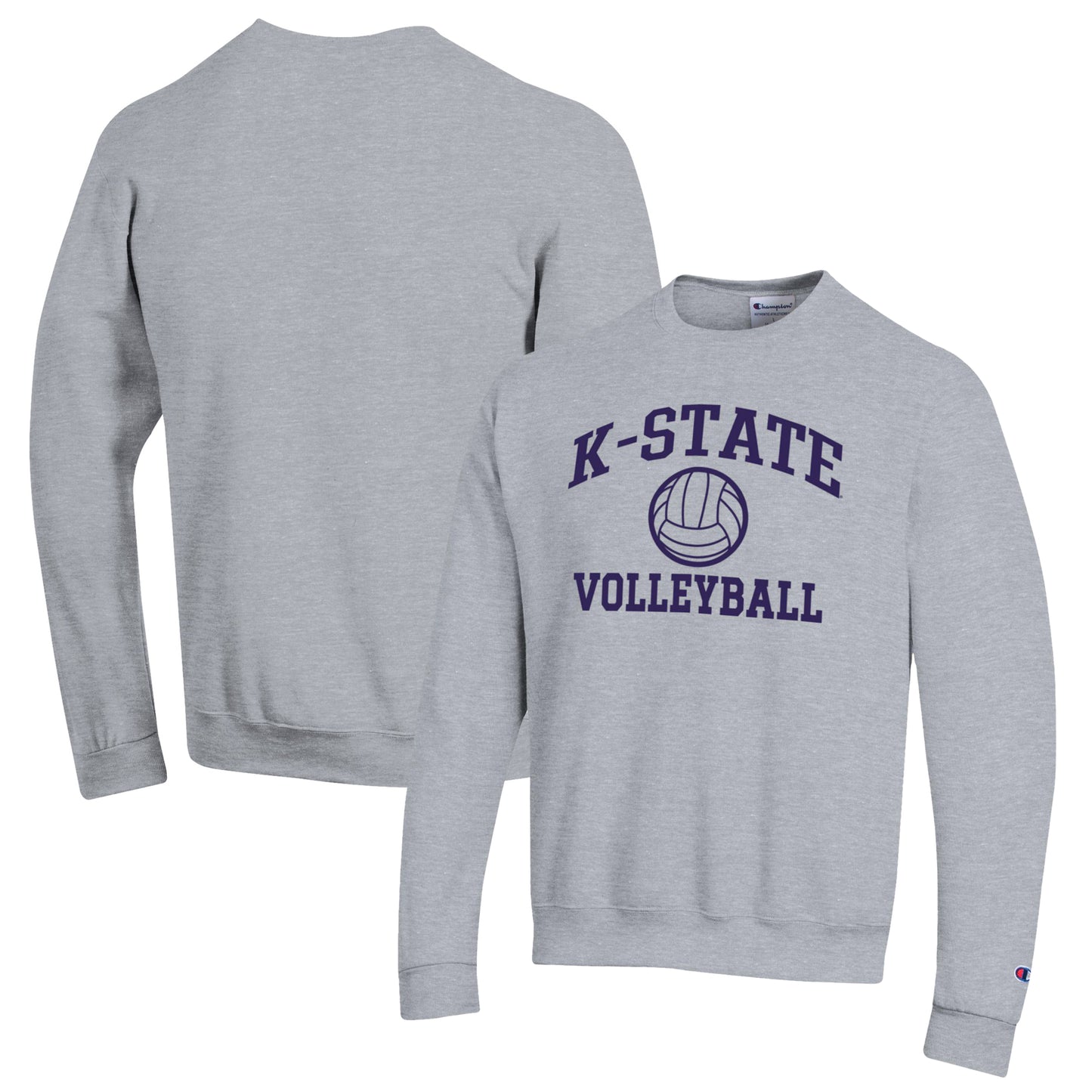 Men's Champion Heather Gray Kansas State Wildcats Volleyball Icon Powerblend Pullover Sweatshirt