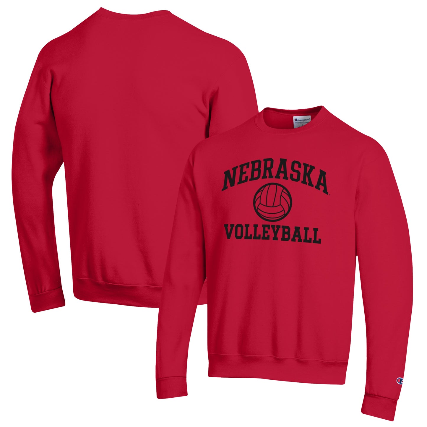 Men's Champion Scarlet Nebraska Huskers Volleyball Icon Powerblend Pullover Sweatshirt