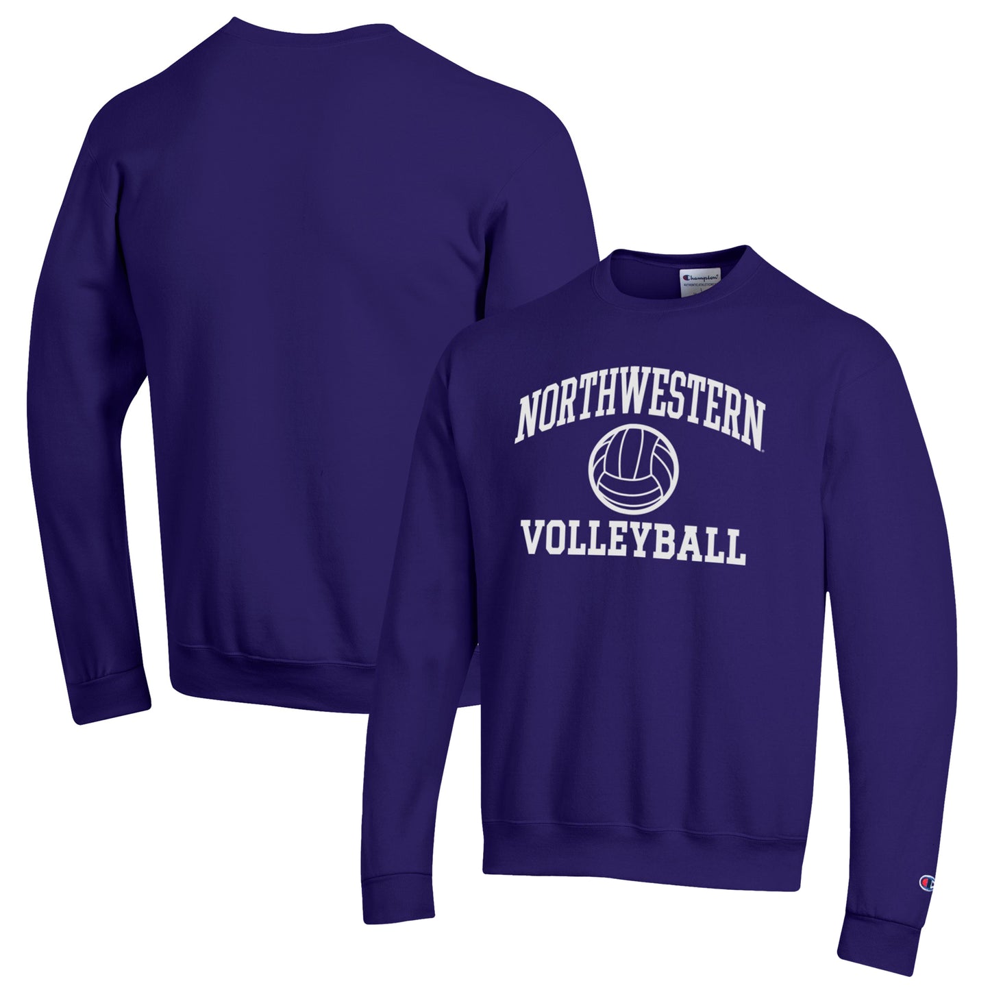 Men's Champion Purple Northwestern Wildcats Volleyball Icon Powerblend Pullover Sweatshirt