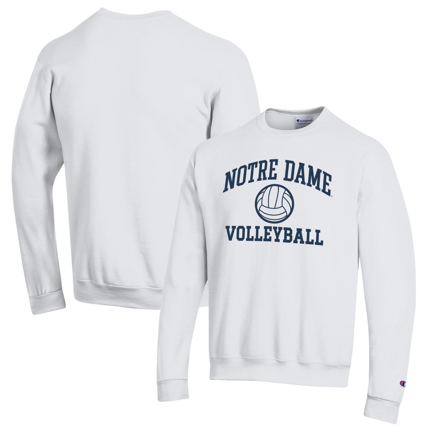 Men's Champion White Notre Dame Fighting Irish Volleyball Icon Powerblend Pullover Sweatshirt