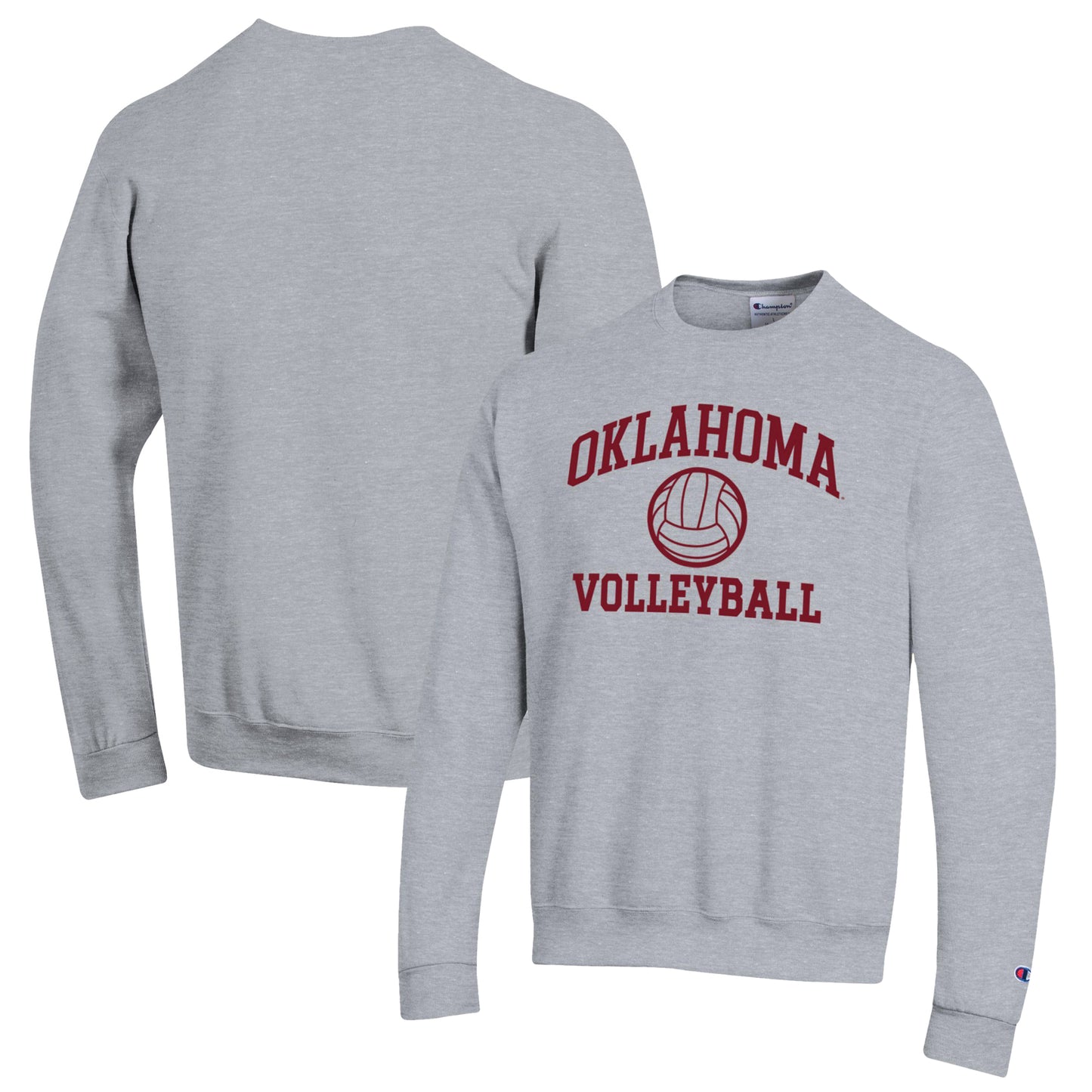 Men's Champion Heather Gray Oklahoma Sooners Volleyball Icon Powerblend Pullover Sweatshirt