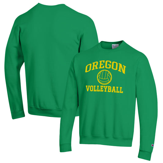 Men's Champion Green Oregon Ducks Volleyball Icon Powerblend Pullover Sweatshirt