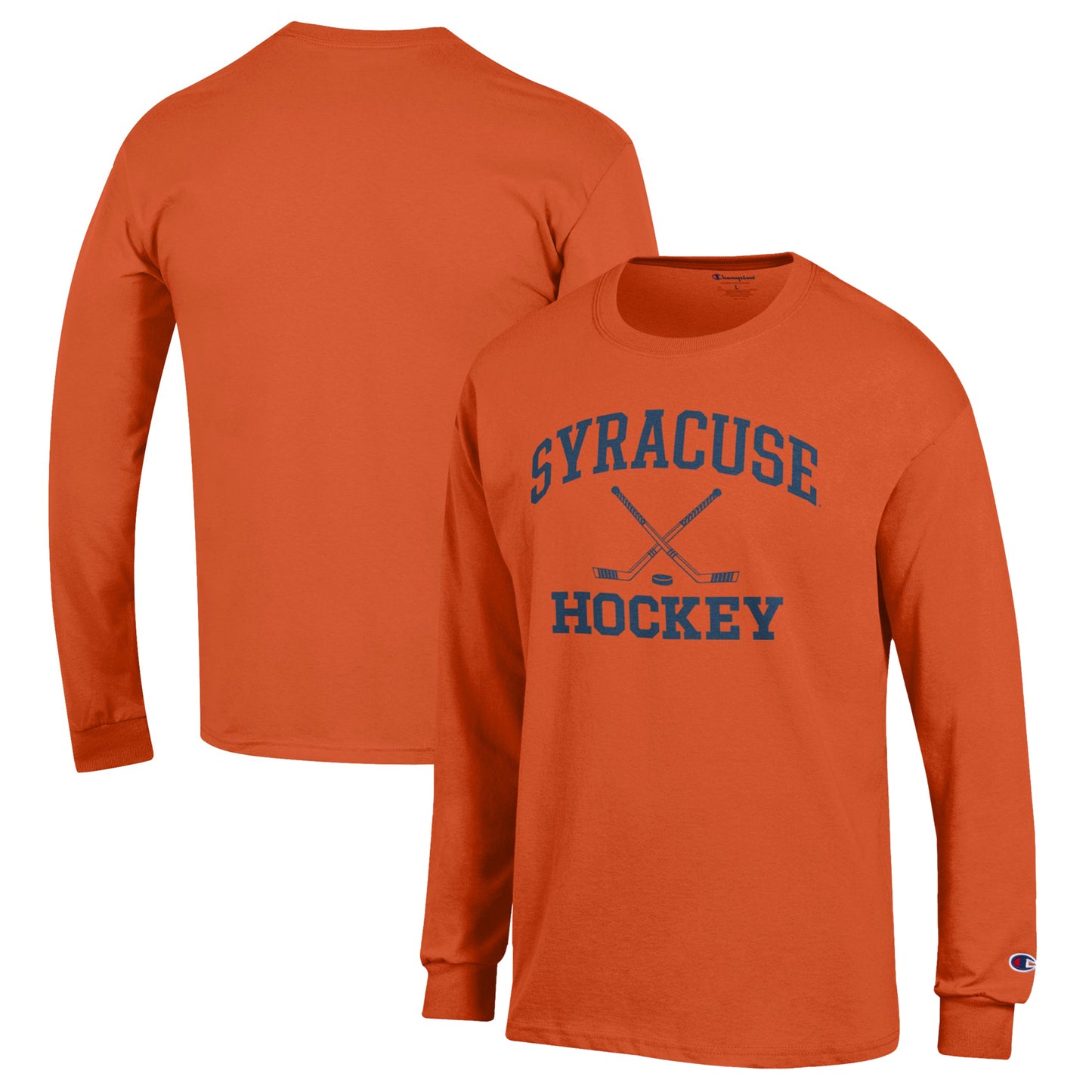 Men's Champion Orange Syracuse Orange Hockey Icon Powerblend Long Sleeve T-Shirt