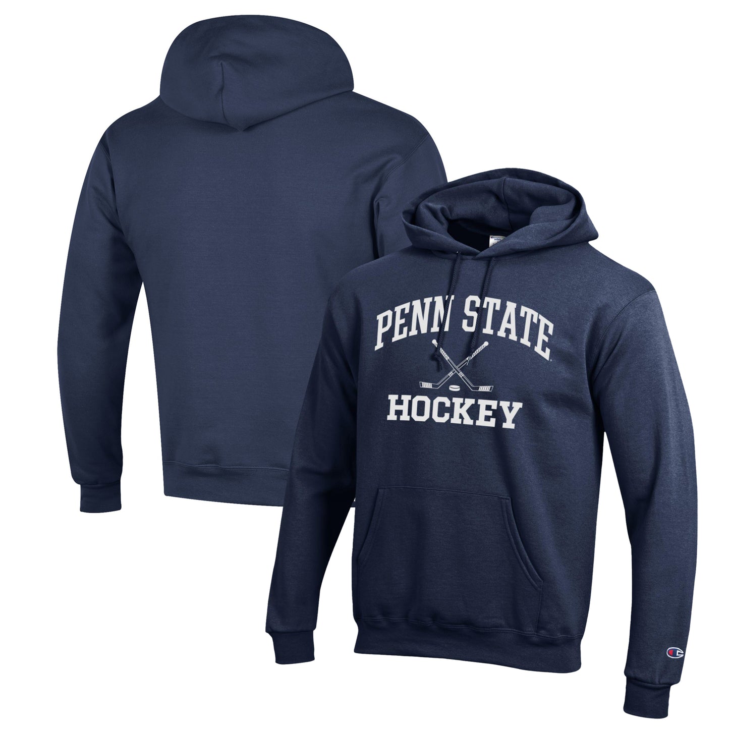 Men's Champion Navy Penn State Nittany Lions Hockey Icon Powerblend Pullover Hoodie