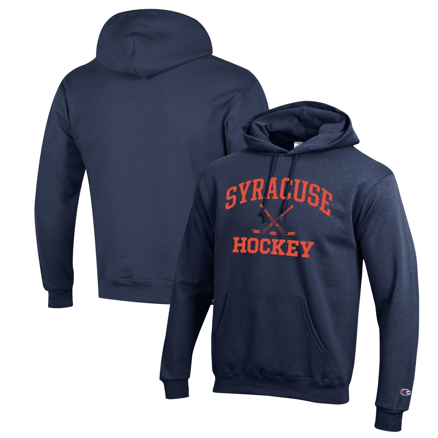 Men's Champion Navy Syracuse Orange Hockey Icon Powerblend Pullover Hoodie