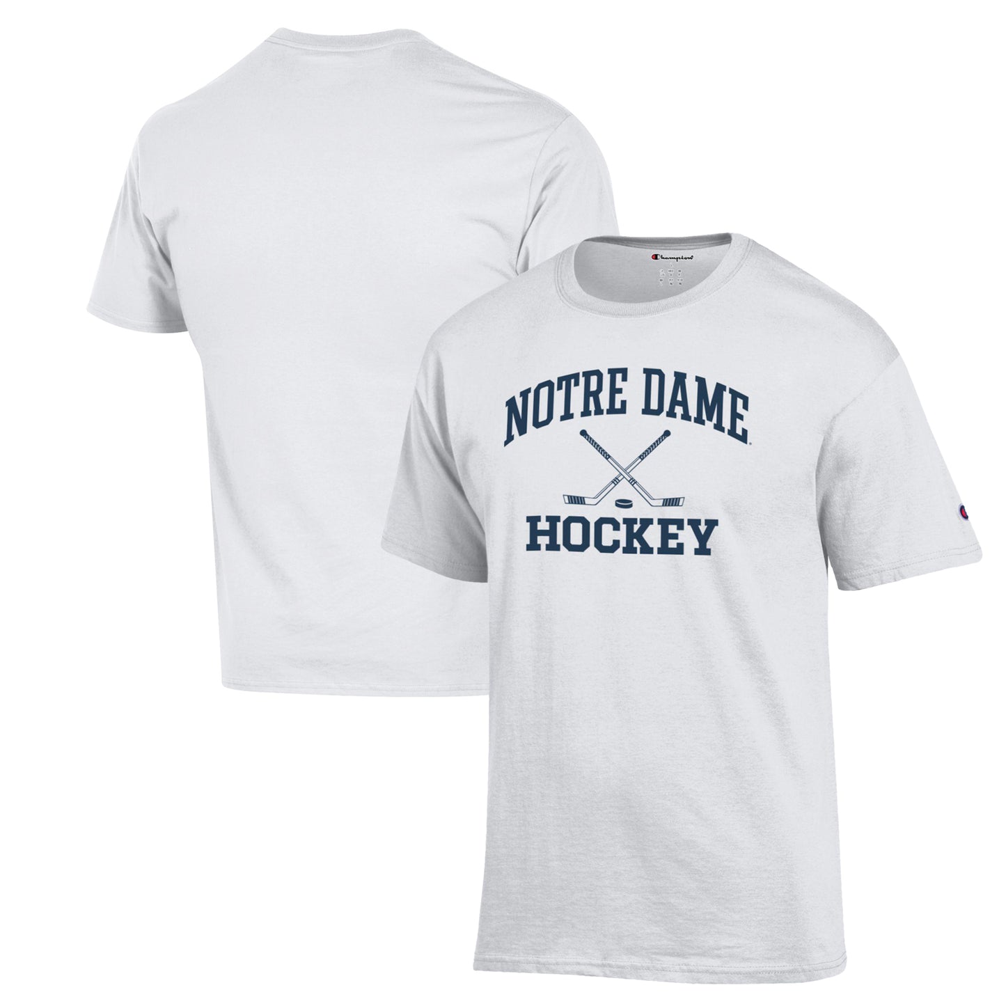 Men's Champion White Notre Dame Fighting Irish Hockey Icon Powerblend T-Shirt