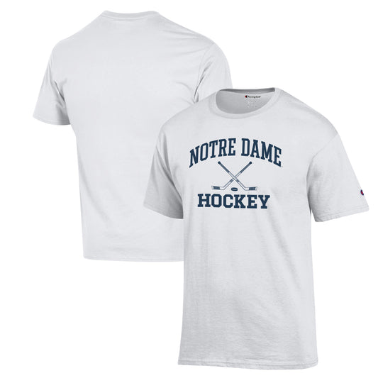 Men's Champion White Notre Dame Fighting Irish Hockey Icon Powerblend T-Shirt