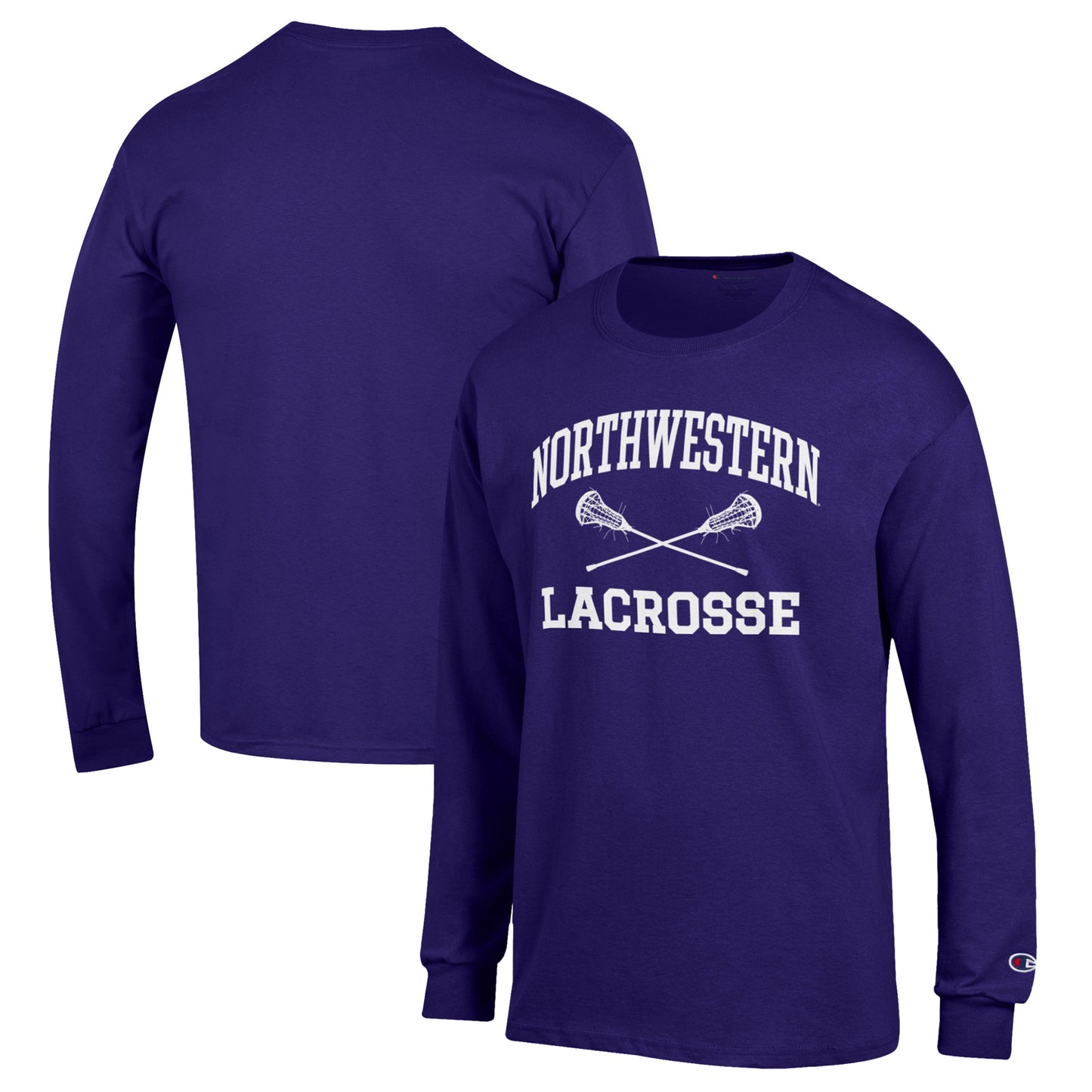 Men's Champion Purple Northwestern Wildcats Lacrosse Icon Powerblend Long Sleeve T-Shirt