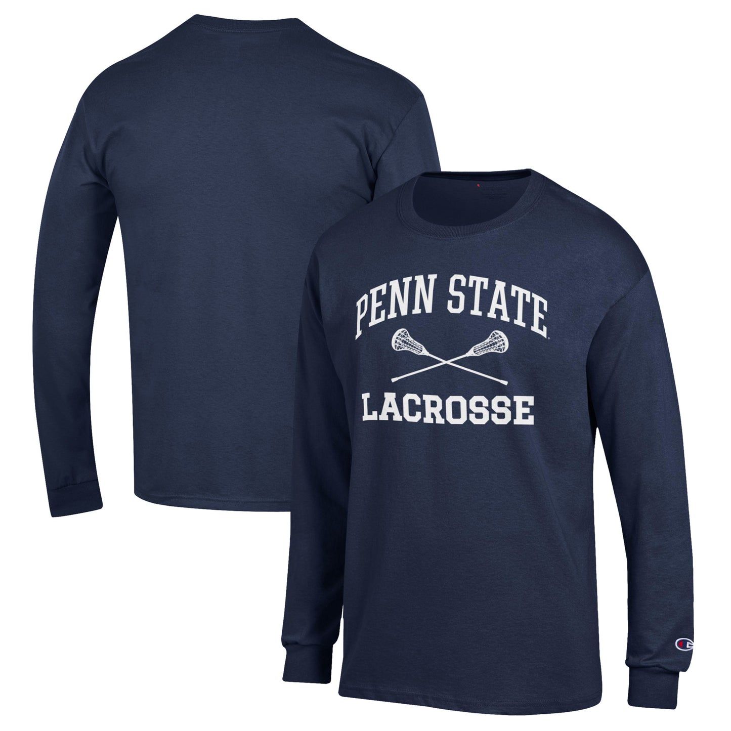 Men's Champion Navy Penn State Nittany Lions Lacrosse Icon Powerblend Long Sleeve T-Shirt