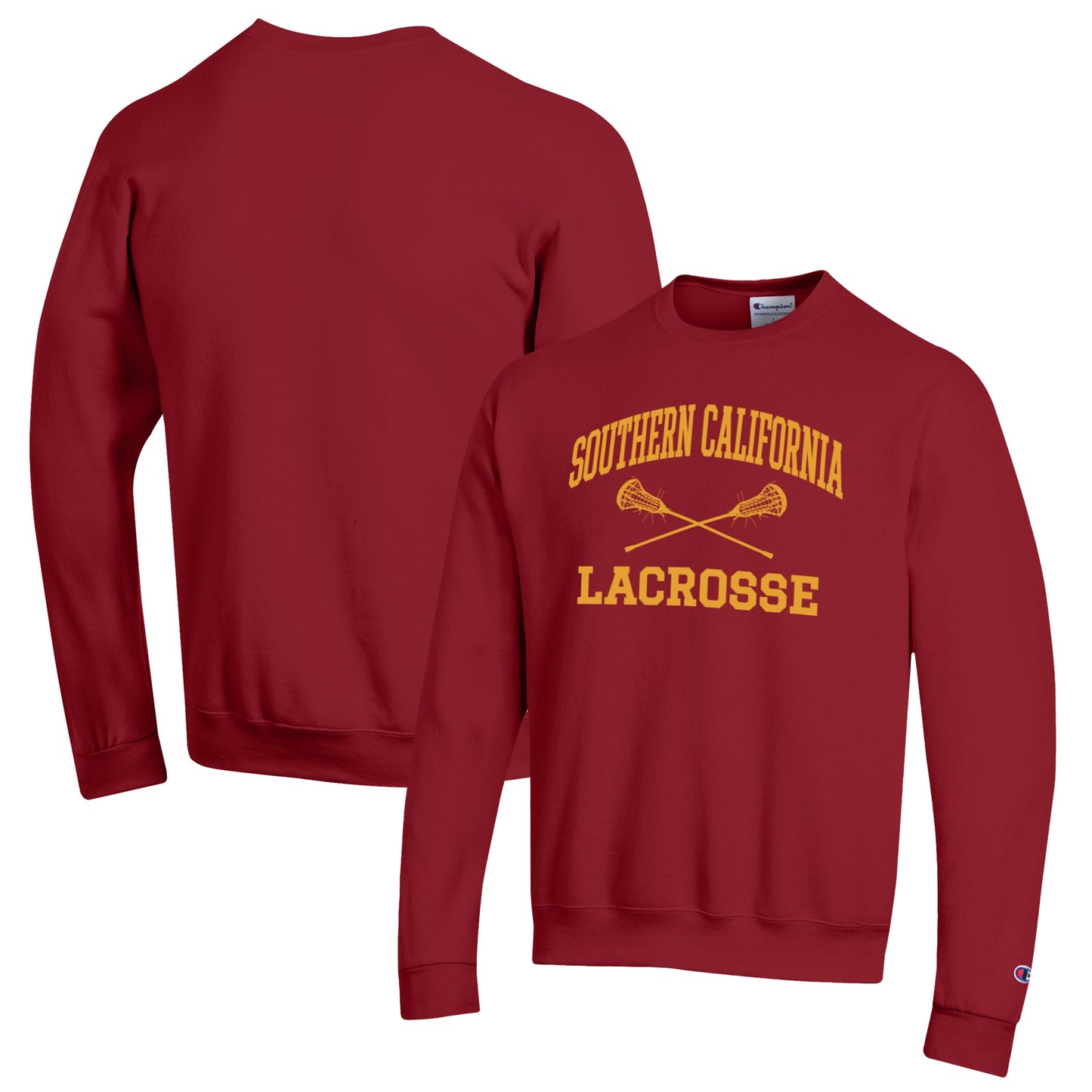 Men's Champion Cardinal USC Trojans Lacrosse Icon Powerblend Pullover Sweatshirt