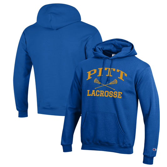 Men's Champion Royal Pitt Panthers Lacrosse Icon Powerblend Pullover Hoodie