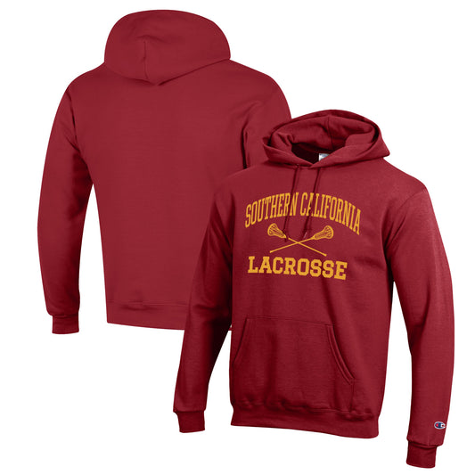 Men's Champion Cardinal USC Trojans Lacrosse Icon Powerblend Pullover Hoodie