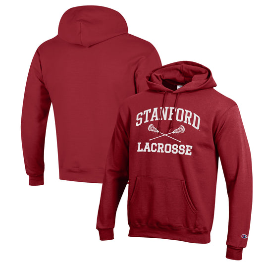 Men's Champion Cardinal Stanford Cardinal Lacrosse Icon Powerblend Pullover Hoodie