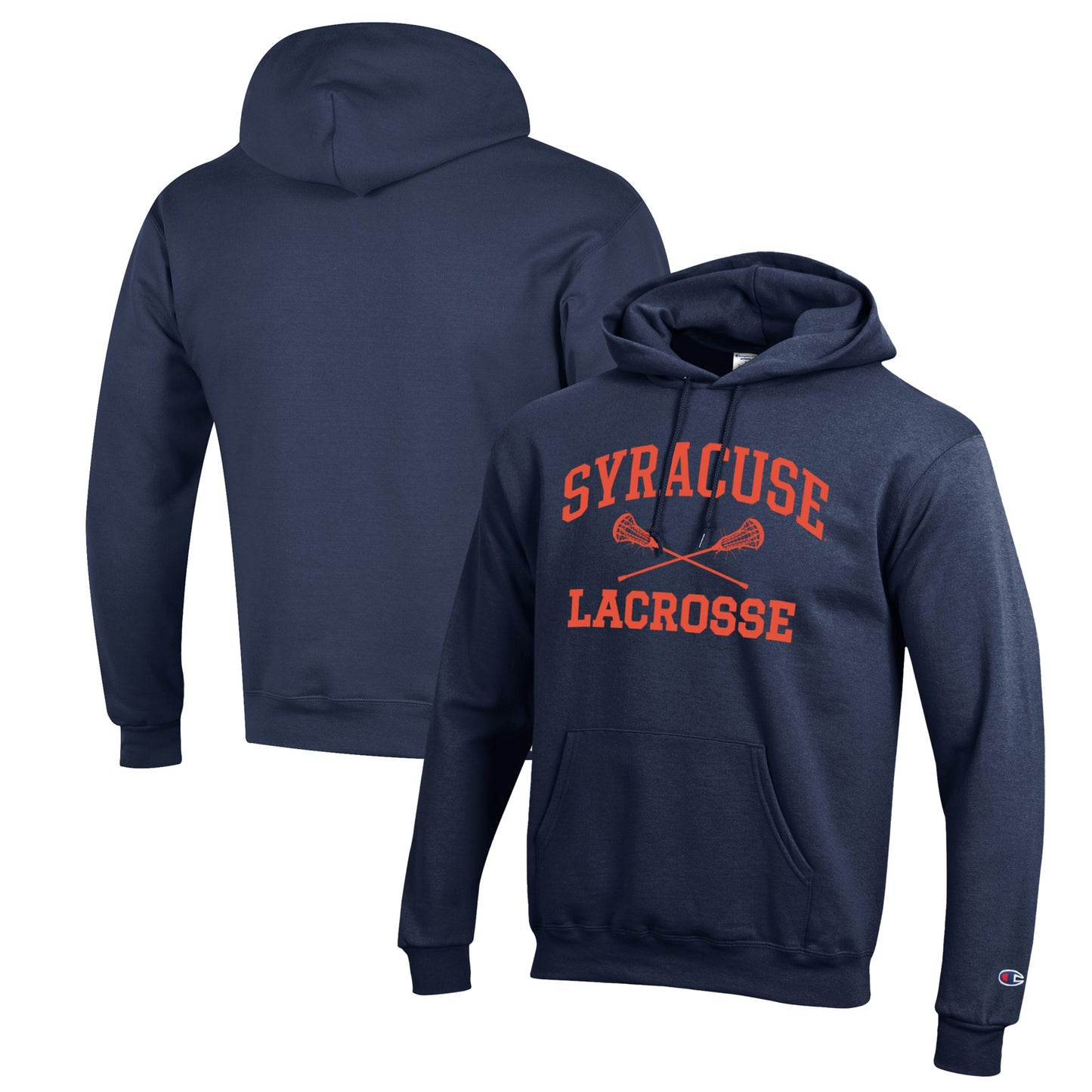 Men's Champion Navy Syracuse Orange Lacrosse Icon Powerblend Pullover Hoodie