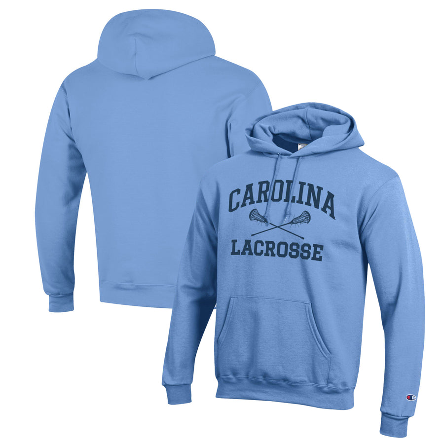Men's Champion Carolina Blue North Carolina Tar Heels Lacrosse Icon Powerblend Pullover Hoodie