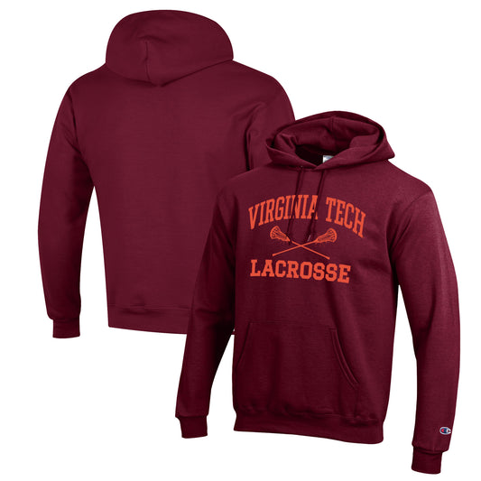 Men's Champion Maroon Virginia Tech Hokies Lacrosse Icon Powerblend Pullover Hoodie