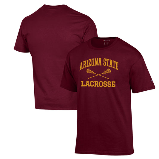 Men's Champion Maroon Arizona State Sun Devils Lacrosse Icon Powerblend T-Shirt