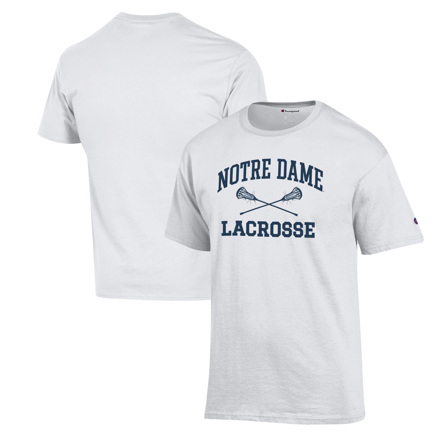 Men's Champion White Notre Dame Fighting Irish Lacrosse Icon Powerblend T-Shirt