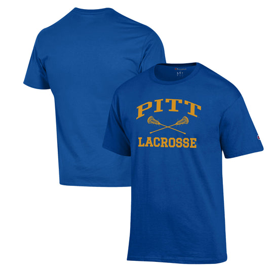 Men's Champion Royal Pitt Panthers Lacrosse Icon Powerblend T-Shirt