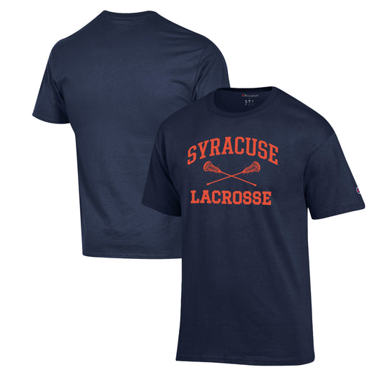 Men's Champion Navy Syracuse Orange Lacrosse Icon Powerblend T-Shirt