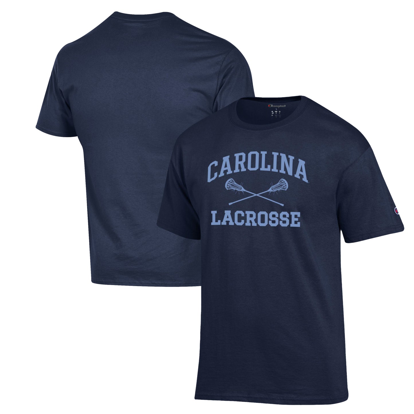 Men's Champion Navy North Carolina Tar Heels Lacrosse Icon Powerblend T-Shirt