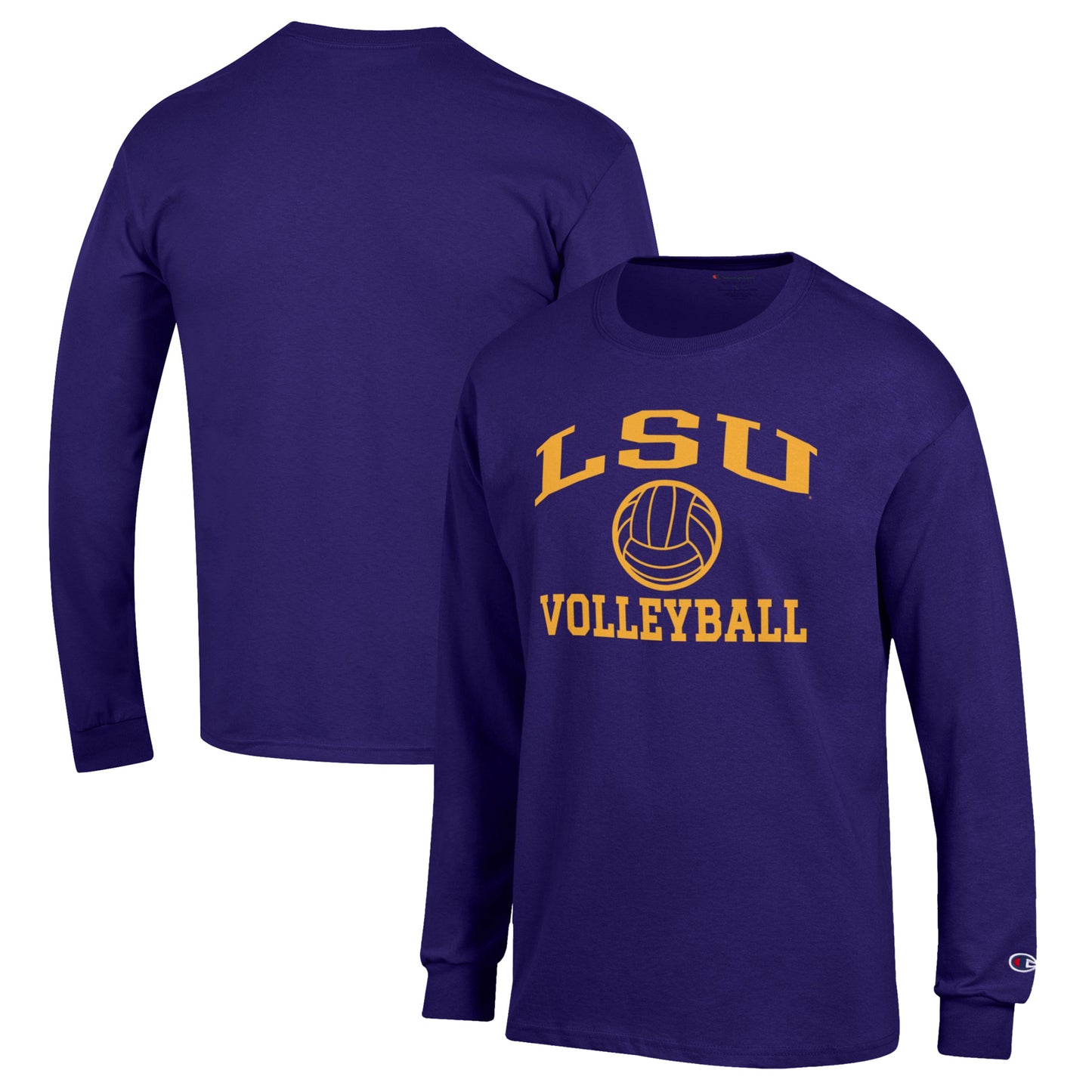 Men's Champion Purple LSU Tigers Volleyball Icon Powerblend Long Sleeve T-Shirt