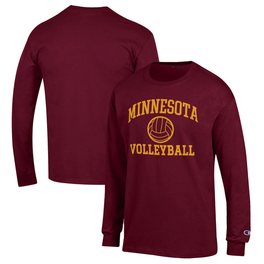 Men's Champion Maroon Minnesota Golden Gophers Volleyball Icon Powerblend Long Sleeve T-Shirt