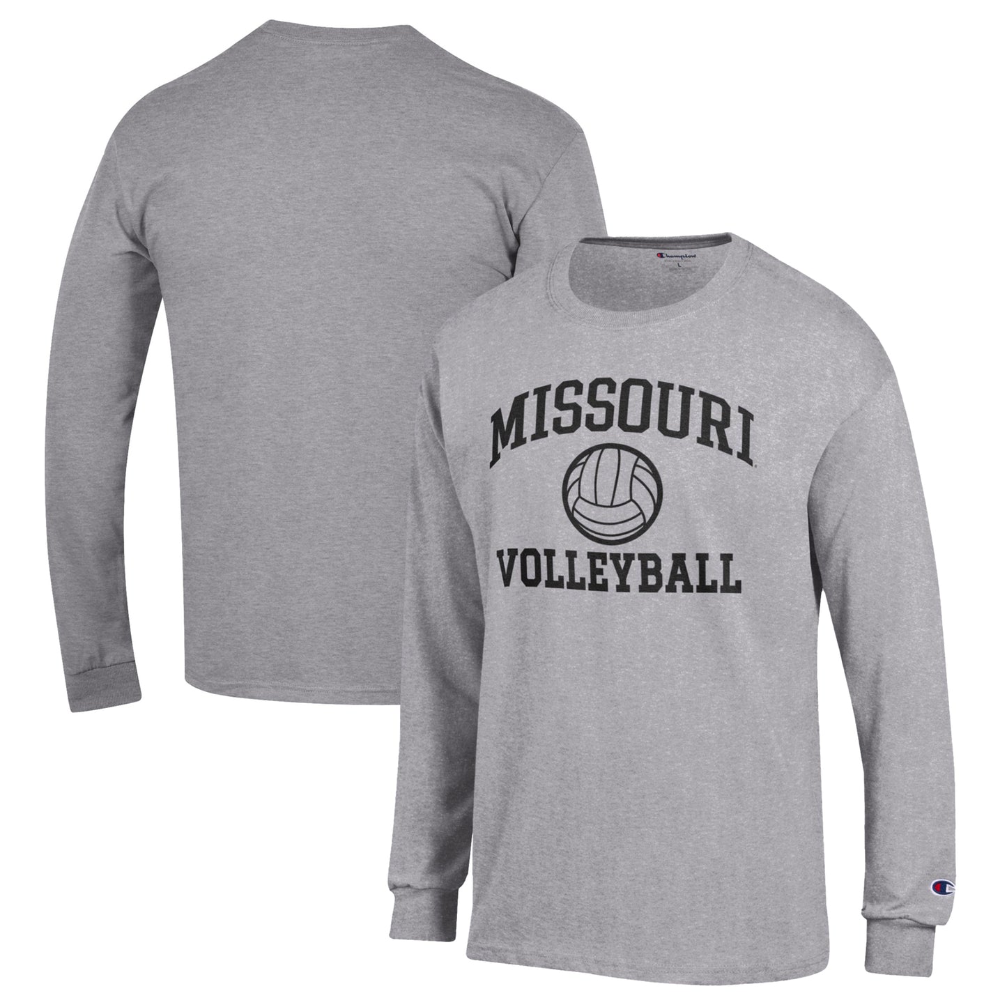 Men's Champion Heather Gray Missouri Tigers Volleyball Icon Powerblend Long Sleeve T-Shirt