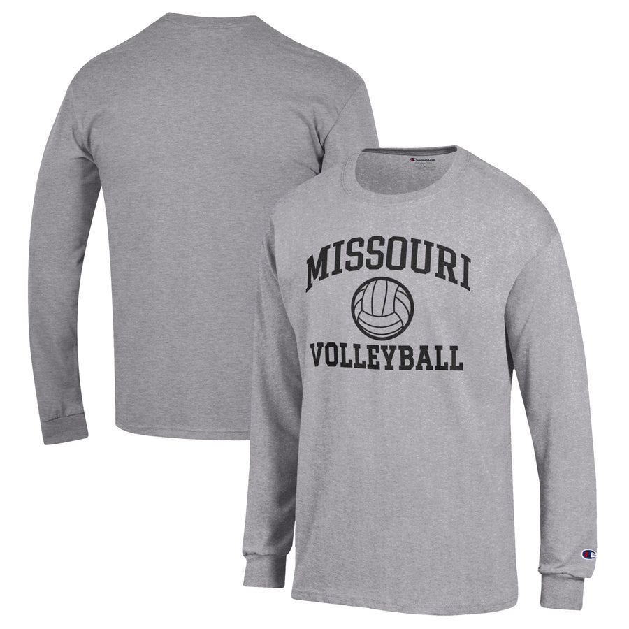 Men's Champion Heather Gray Missouri Tigers Volleyball Icon Powerblend Long Sleeve T-Shirt