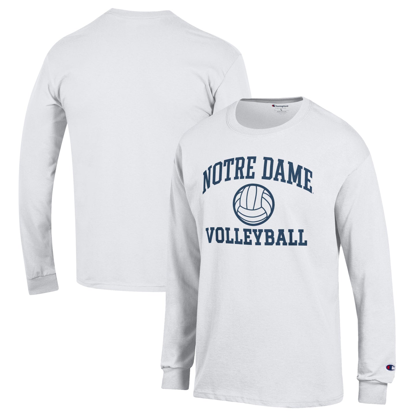 Men's Champion White Notre Dame Fighting Irish Volleyball Icon Powerblend Long Sleeve T-Shirt