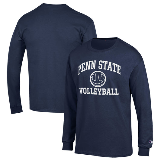 Men's Champion Navy Penn State Nittany Lions Volleyball Icon Powerblend Long Sleeve T-Shirt
