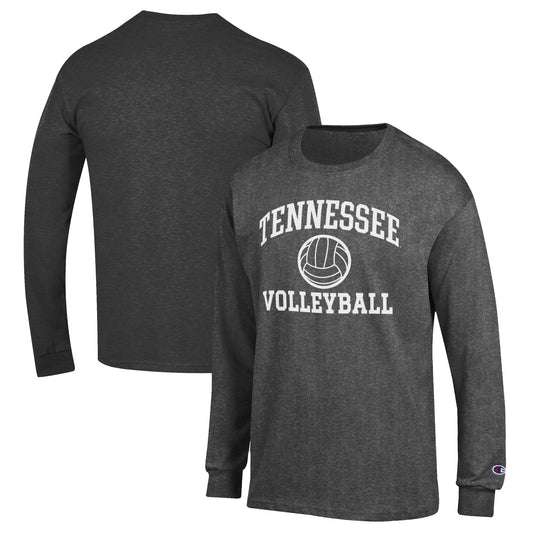 Men's Champion Charcoal Tennessee Volunteers Volleyball Icon Powerblend Long Sleeve T-Shirt