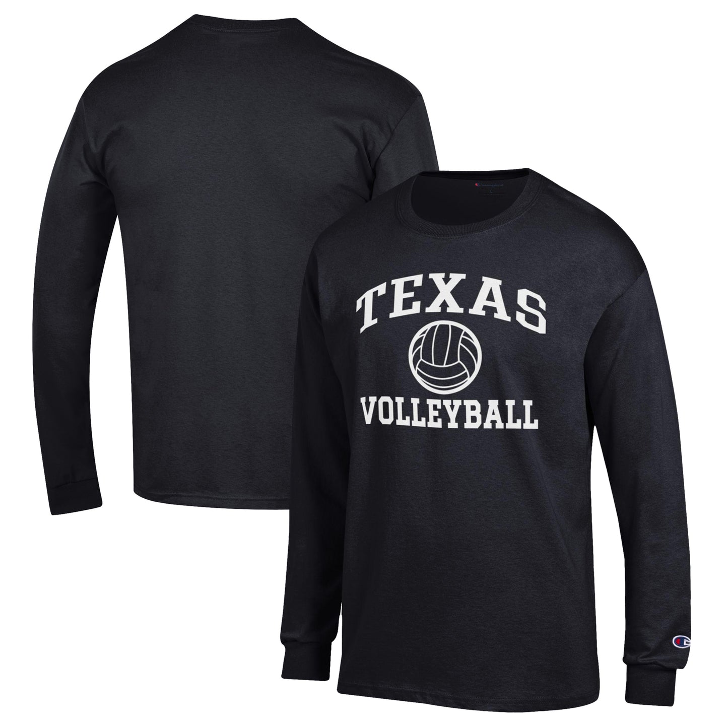 Men's Champion Black Texas Longhorns Volleyball Icon Powerblend Long Sleeve T-Shirt