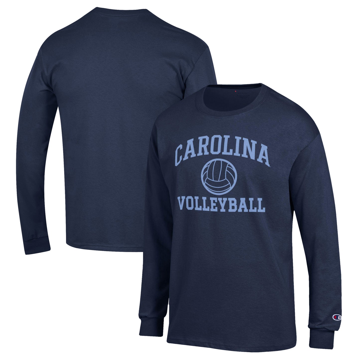 Men's Champion Navy North Carolina Tar Heels Volleyball Icon Powerblend Long Sleeve T-Shirt