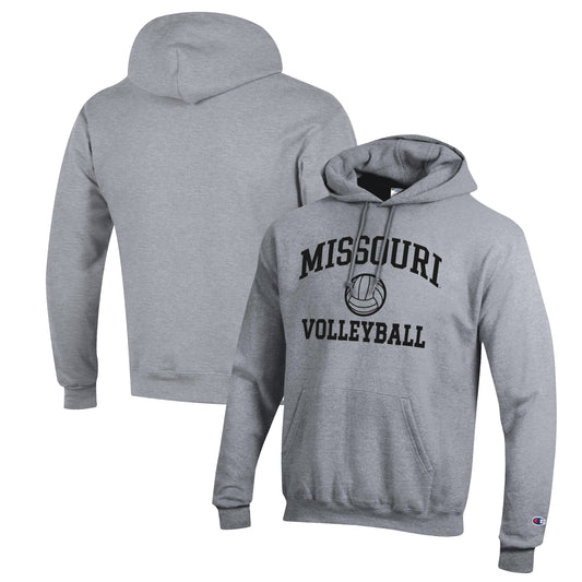 Men's Champion Heather Gray Missouri Tigers Volleyball Icon Powerblend Pullover Hoodie