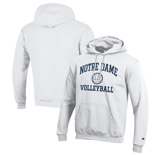 Men's Champion White Notre Dame Fighting Irish Volleyball Icon Powerblend Pullover Hoodie