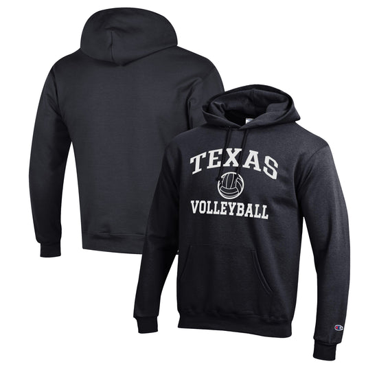 Men's Champion Black Texas Longhorns Volleyball Icon Powerblend Pullover Hoodie