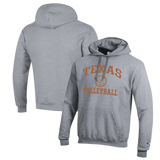 Men's Champion Heather Gray Texas Longhorns Volleyball Icon Powerblend Pullover Hoodie