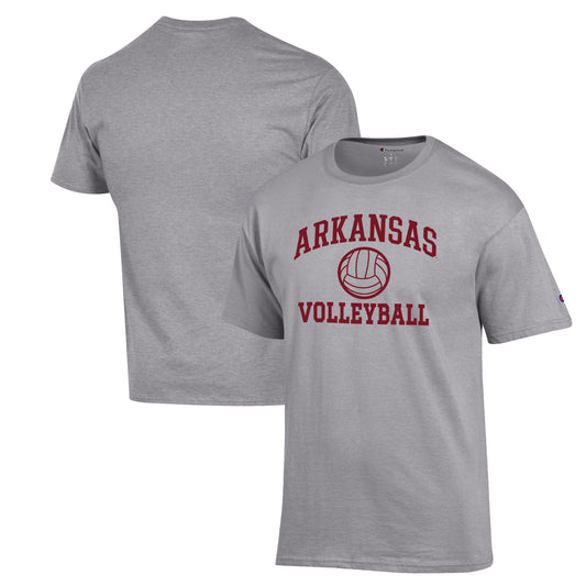 Men's Champion Heather Gray Arkansas Razorbacks Volleyball Icon Powerblend T-Shirt