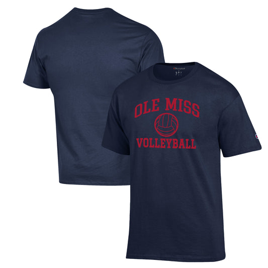 Men's Champion Navy Ole Miss Rebels Volleyball Icon Powerblend T-Shirt