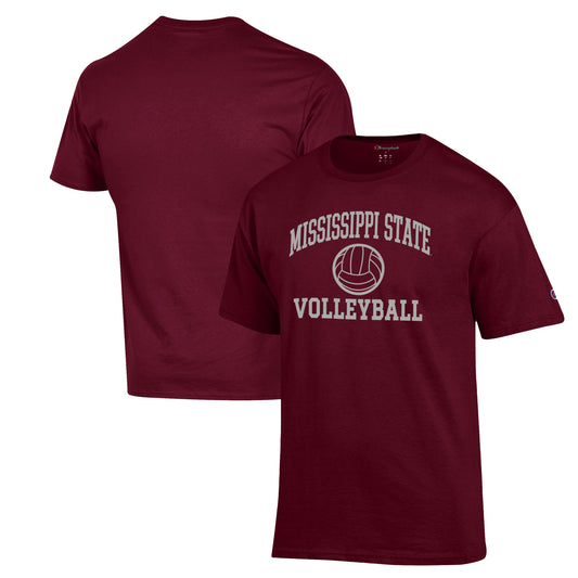 Men's Champion Maroon Mississippi State Bulldogs Volleyball Icon Powerblend T-Shirt