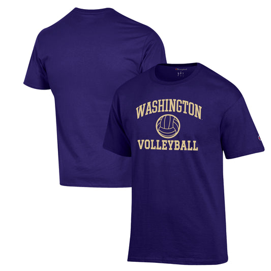 Men's Champion Purple Washington Huskies Volleyball Icon Powerblend T-Shirt