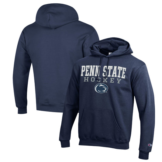 Men's Champion Navy Penn State Nittany Lions Stack Logo Hockey Powerblend Pullover Hoodie