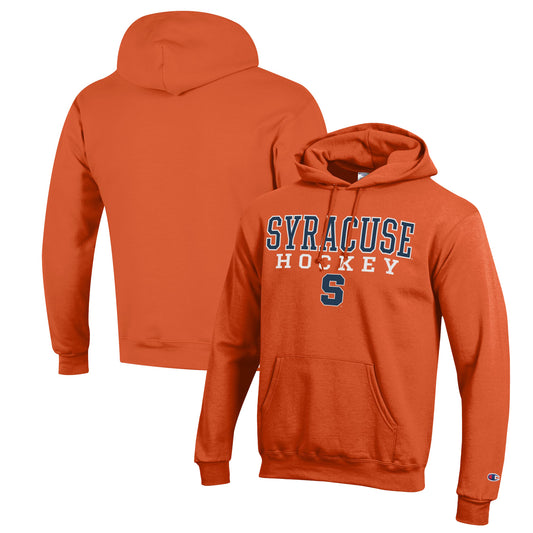 Men's Champion Orange Syracuse Orange Stack Logo Hockey Powerblend Pullover Hoodie