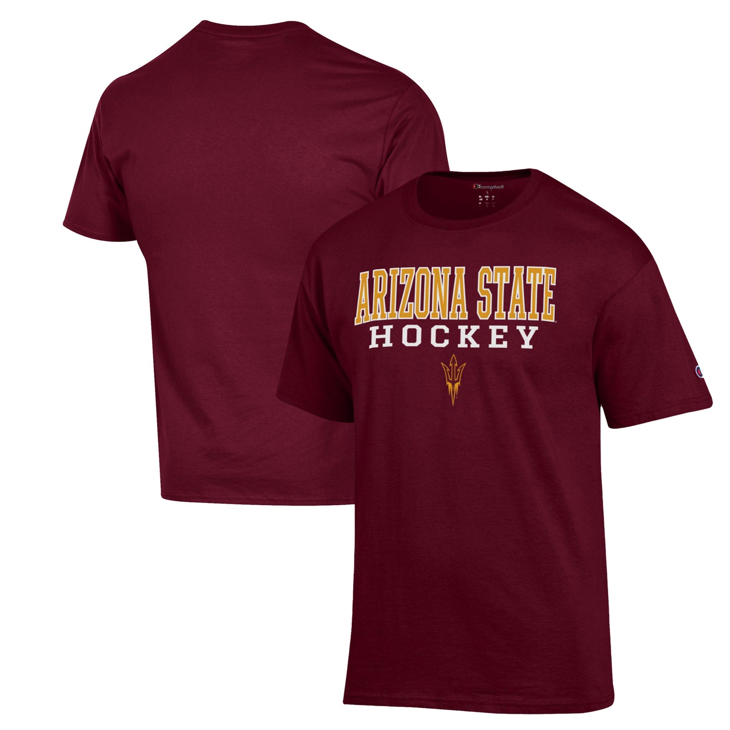 Men's Champion Maroon Arizona State Sun Devils Stack Logo Hockey Powerblend T-Shirt